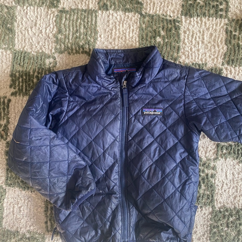 Patagonia Blue Puffer Jacket with Diamond Quilting